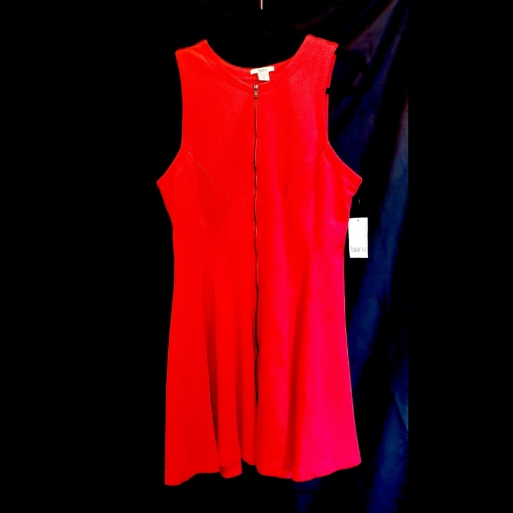 Bar III Red Zip front Midi Dress